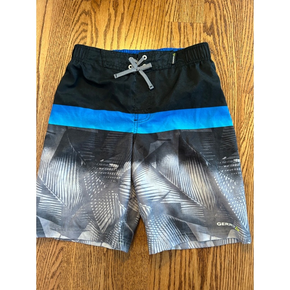 Gerry Swim Trunks Youth Boys Shorts size L14-16  Black\Blue\Grey Back Packet